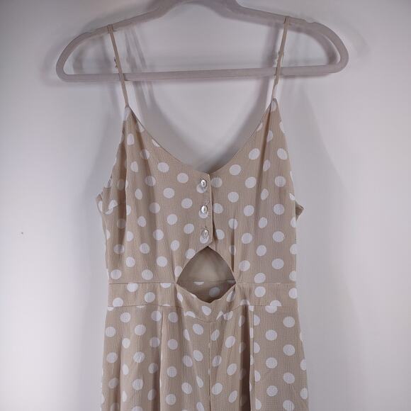 Sage the Label Tan and White Polka Dot Jumpsuit, Size Small - Picture 3 of 6